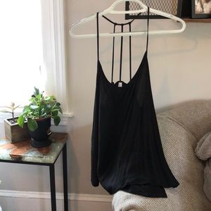 Spaghetti strap black tank top